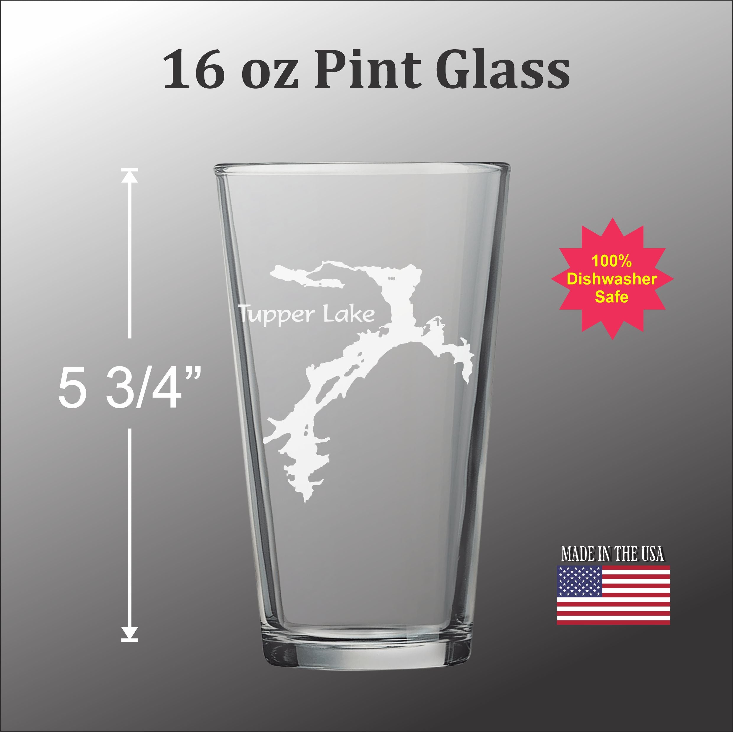 Tupper Lake - Etched Pint Glass - Tupper Lake, New York