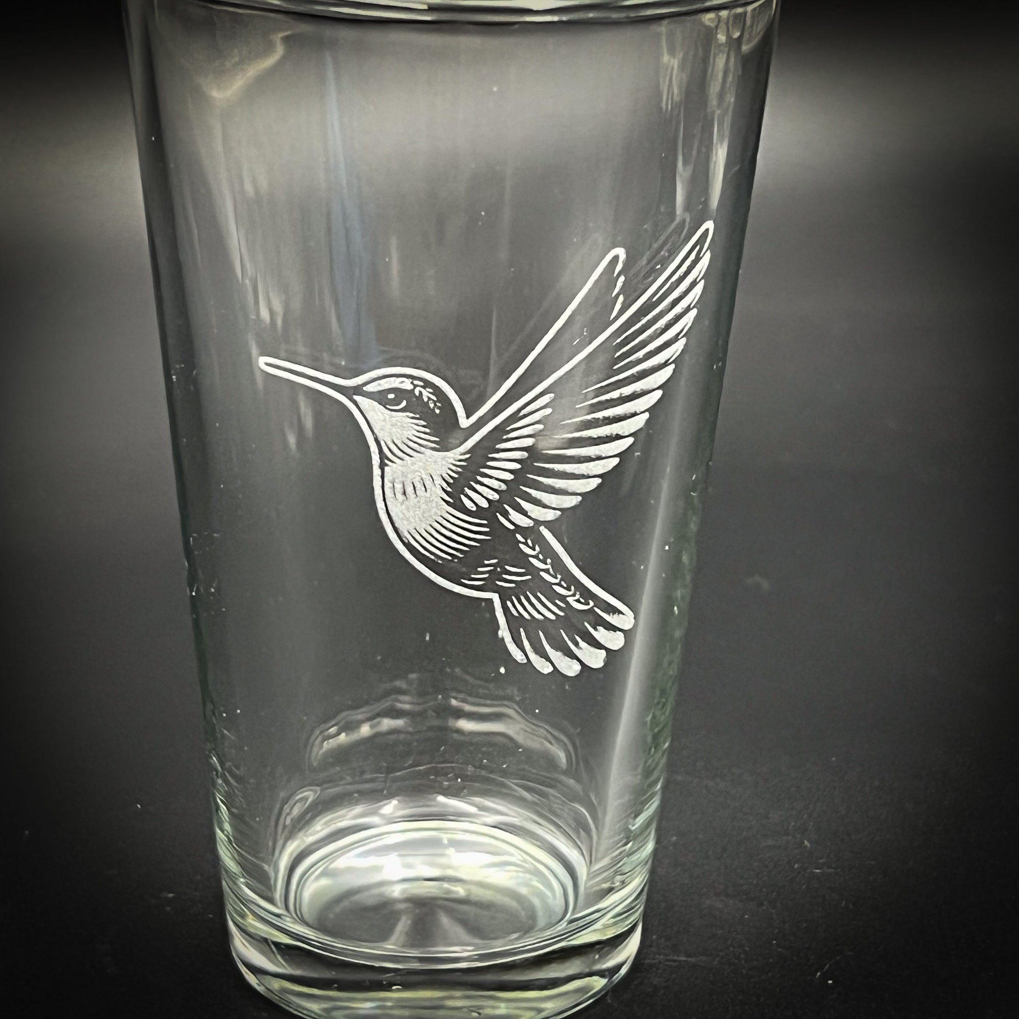 Engraved Hummingbird Pint Glass - Durable and Dishwasher Safe