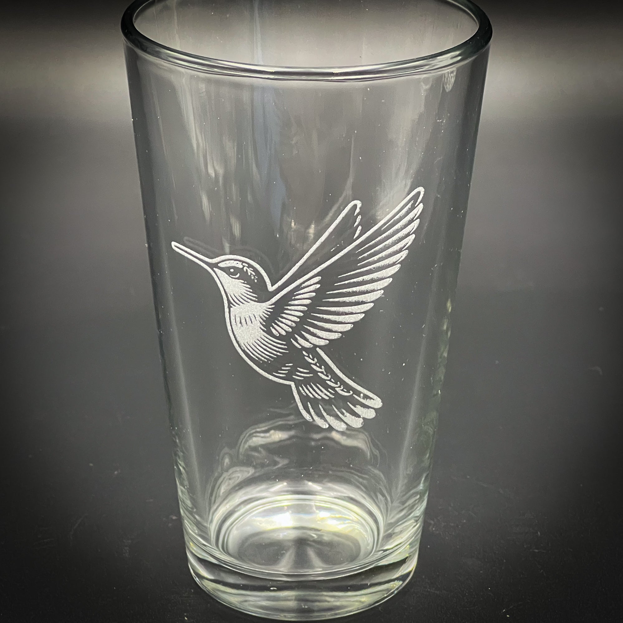Engraved Hummingbird Pint Glass - Durable and Dishwasher Safe