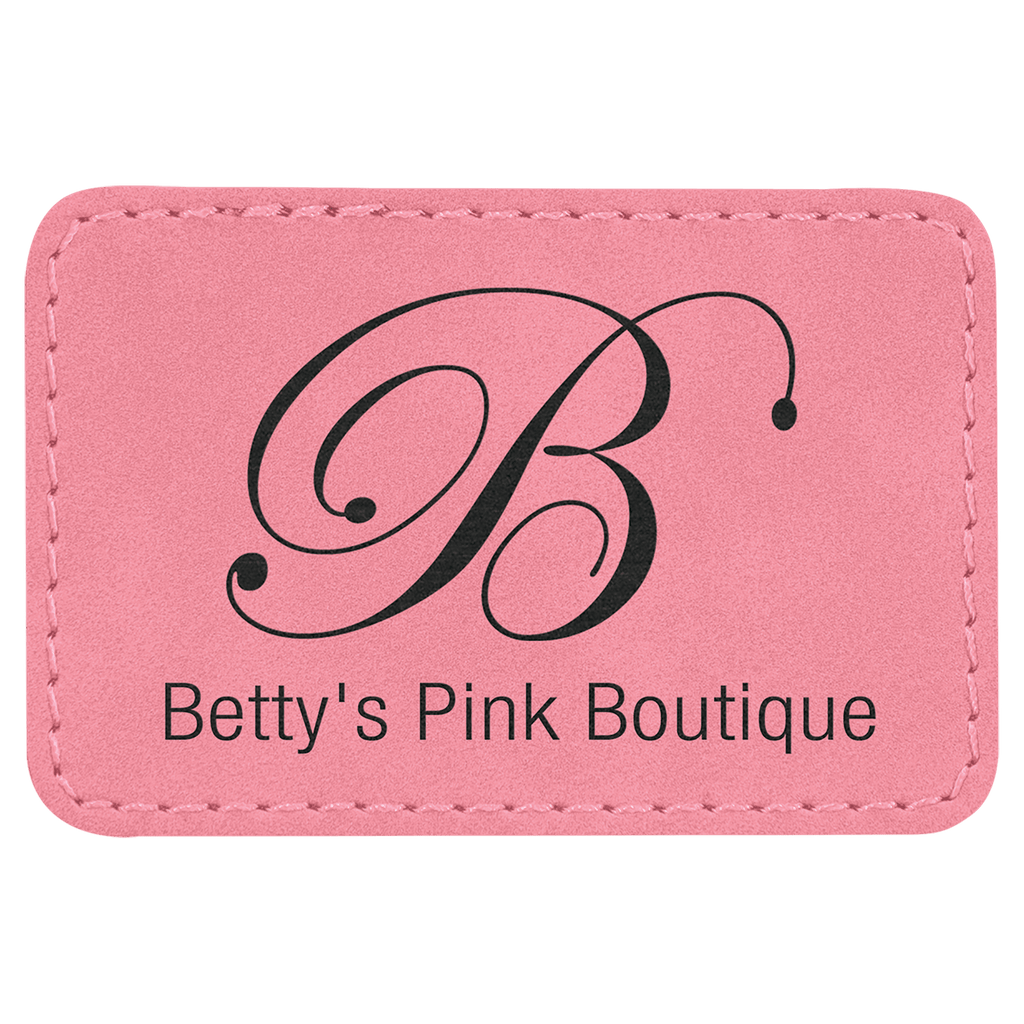 Pink 3" x 2" Rectangle Laserable Leatherette Patch with Adhesive