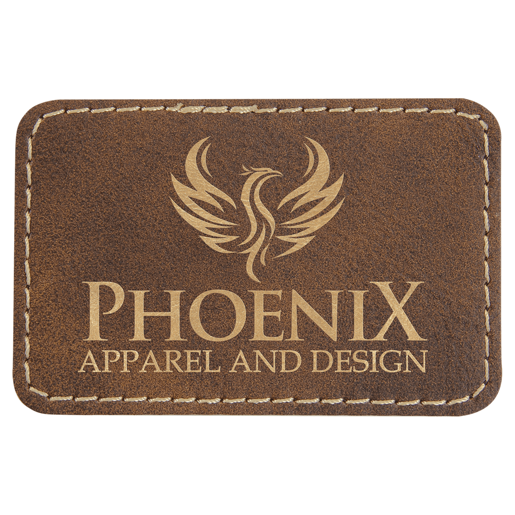 Rustic/Gold 3" x 2" Rectangle Laserable Leatherette Patch with Adhesive