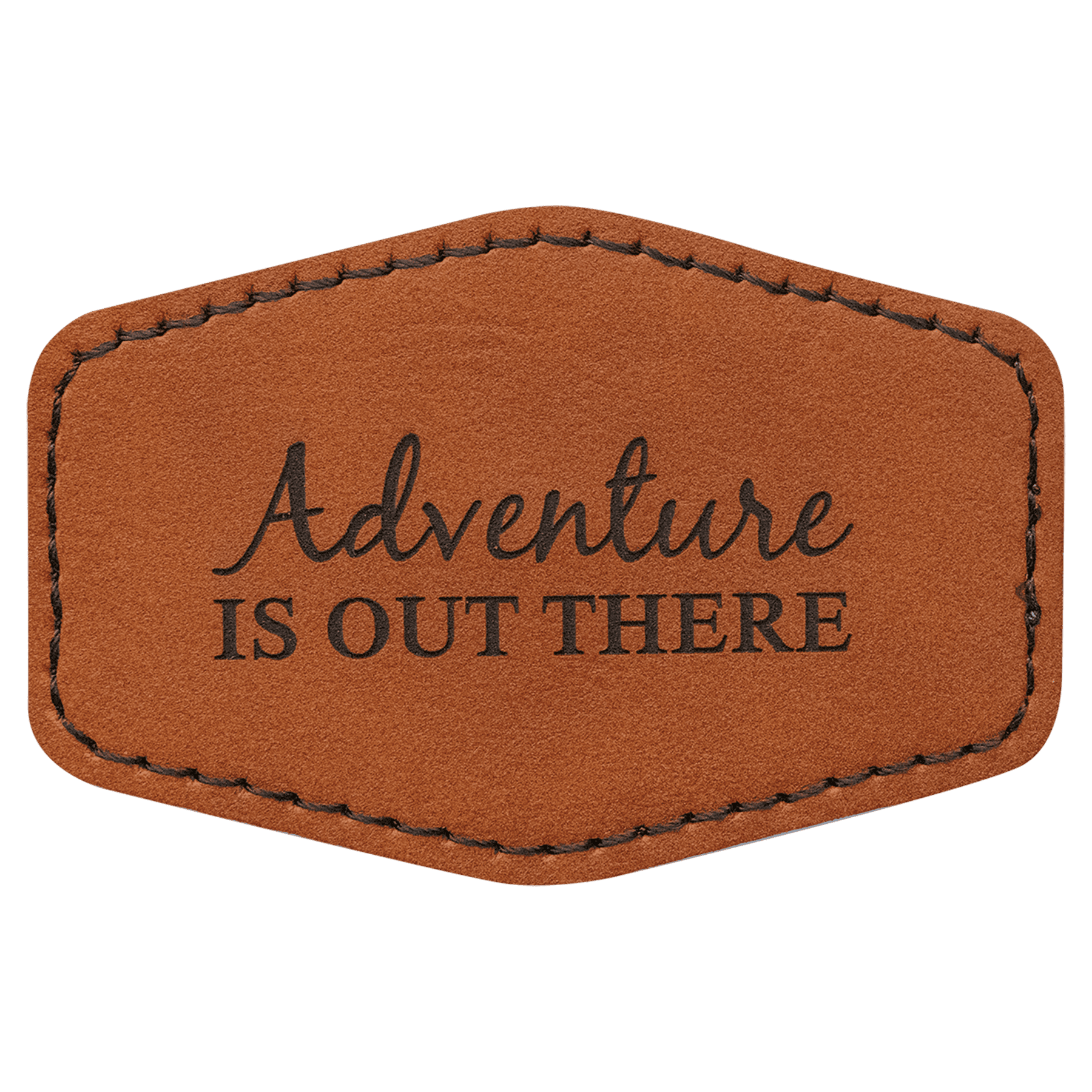 Rawhide 3" x 2" Hex Laserable Leatherette Patch with Adhesive