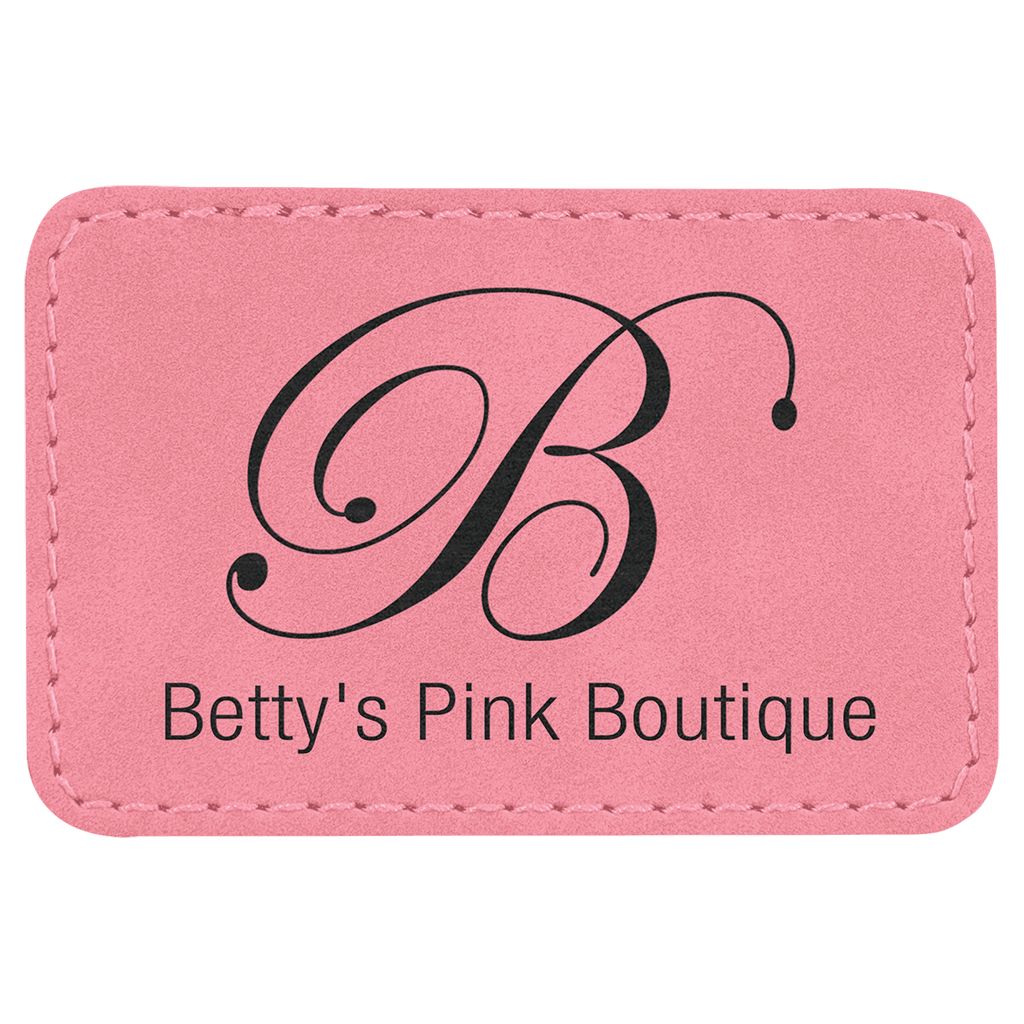Pink 3" x 2" Laserable Leatherette Rectangle Patch with Kota Pro Adhesive