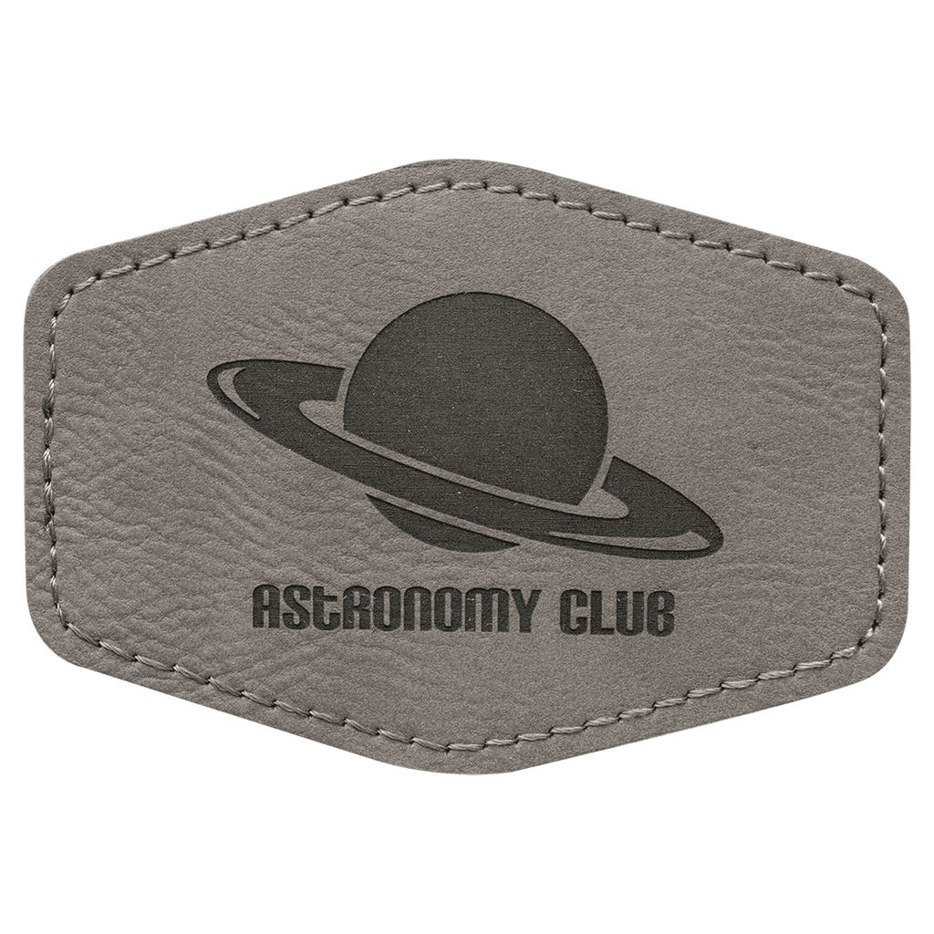 Gray 3 1/2" x 2 1/2" Hex Laserable Leatherette Patch with Adhesive