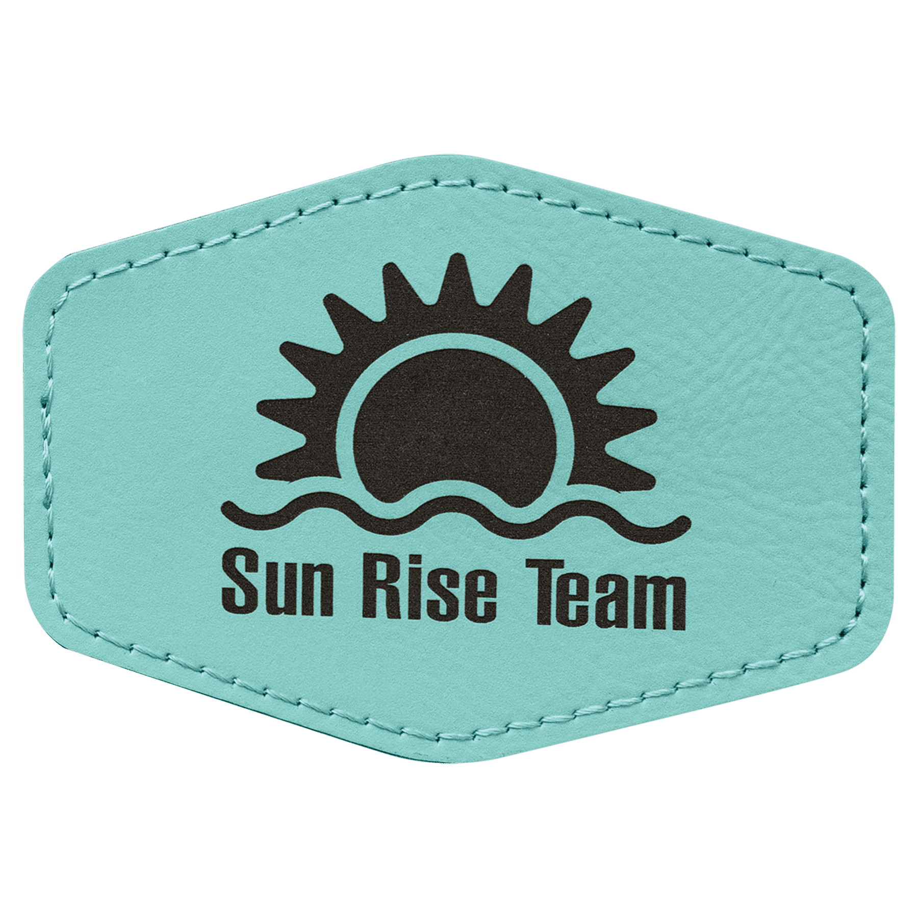 Teal 3 1/2" x 2 1/2" Hex Laserable Leatherette Patch with Adhesive