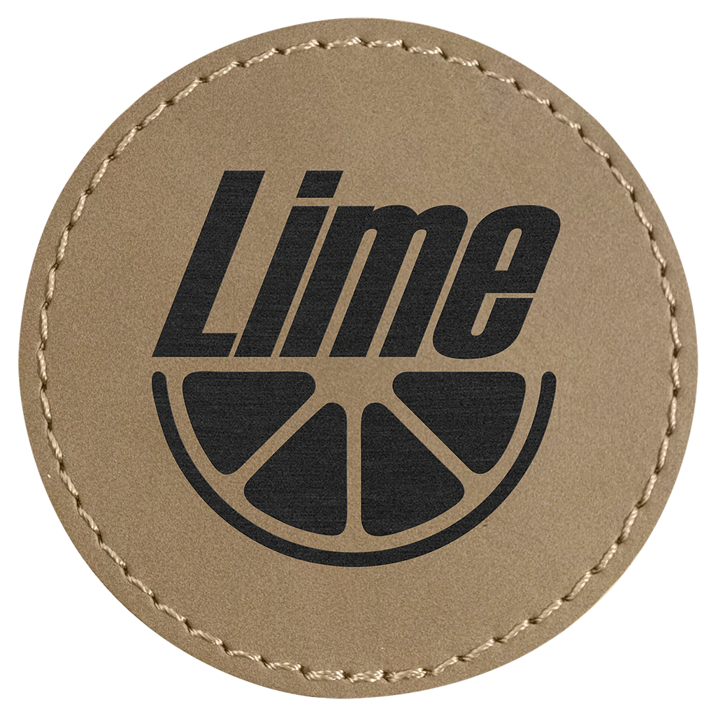 Light Brown 2 1/2" Round Laserable Leatherette Patch with Adhesive