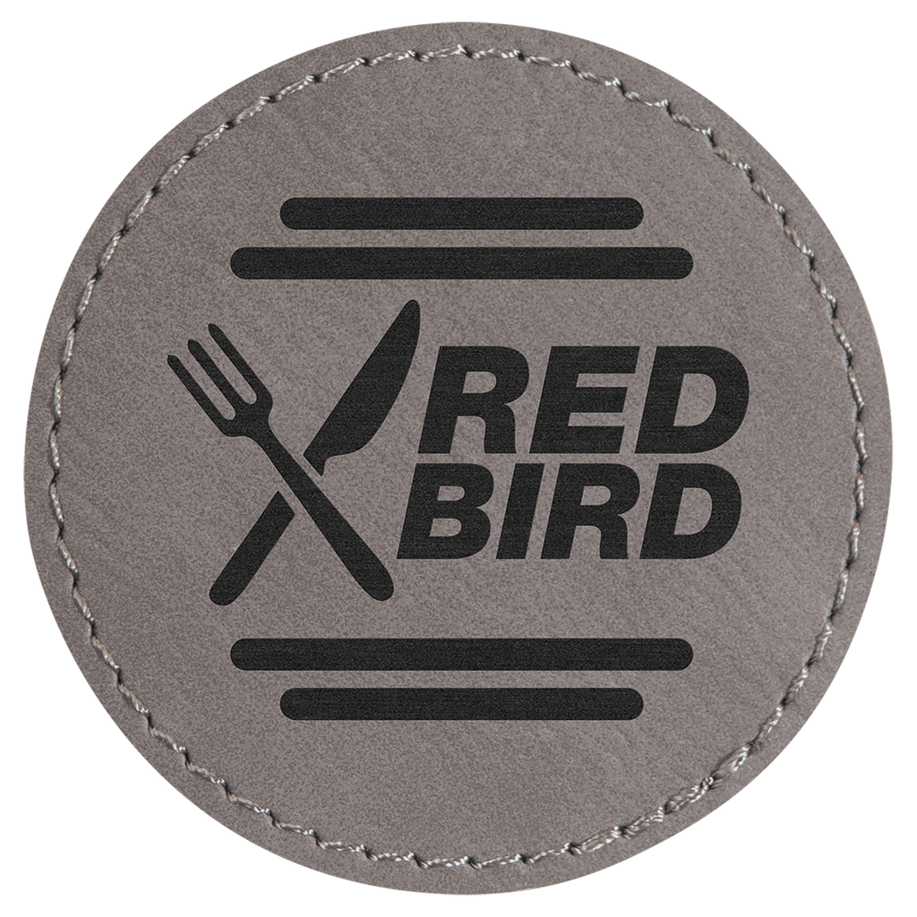 Gray 2 1/2" Laserable Leatherette Round Patch with Kota Pro Adhesive