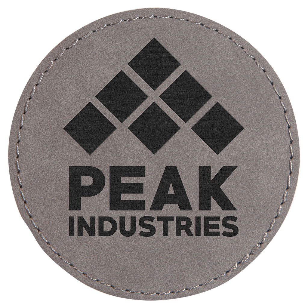 Gray 3" Round Laserable Leatherette Patch with Adhesive
