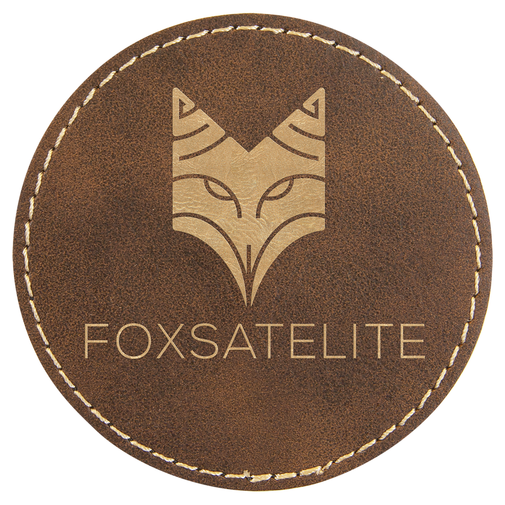 Rustic/Gold 3" Round Laserable Leatherette Patch with Adhesive