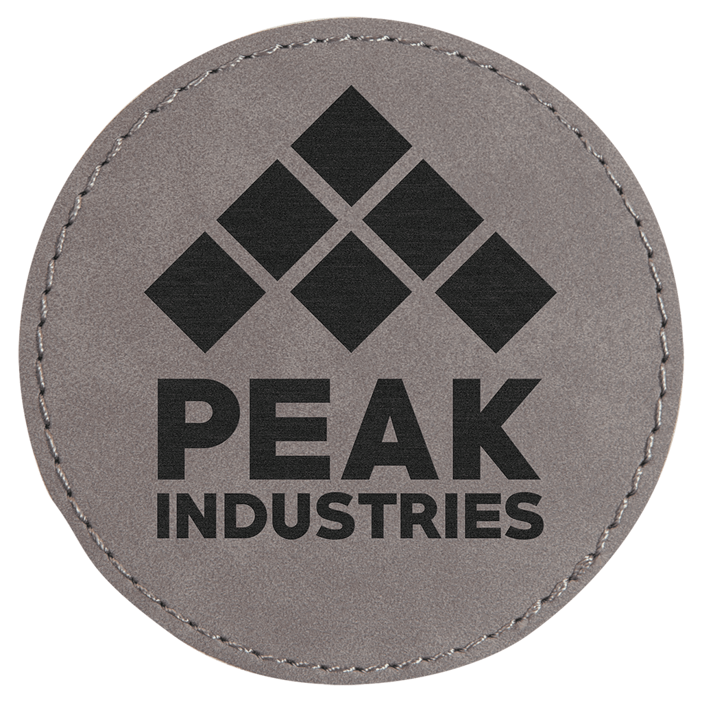 Gray 3" Laserable Leatherette Round Patch with Adhesive