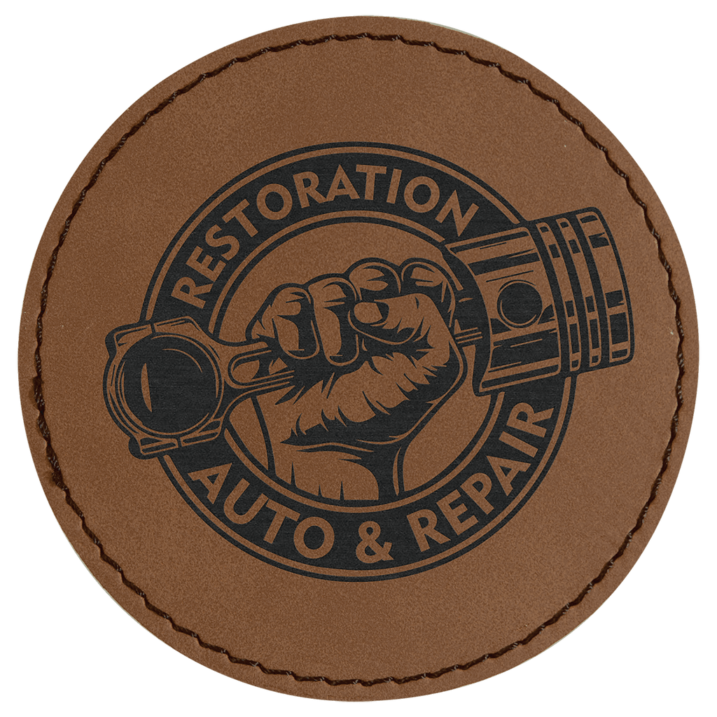 Dark Brown 3" Laserable Leatherette Round Patch with Adhesive