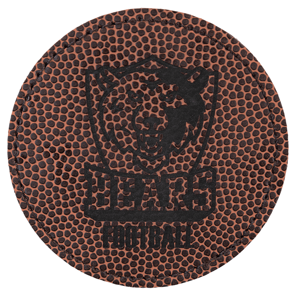 Football 3" Laserable Leatherette Round Patch with Kota Pro Adhesive