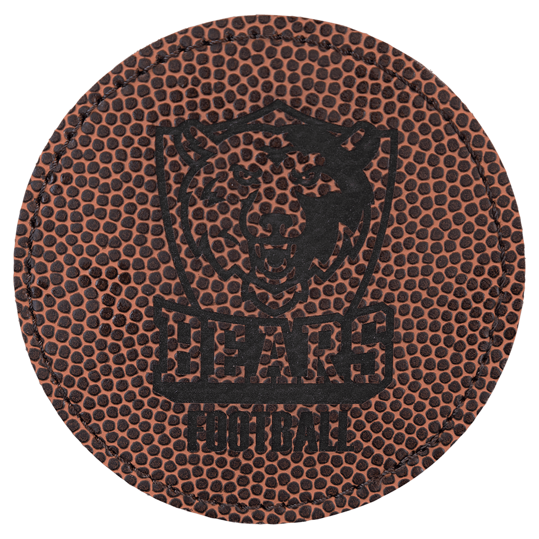 Football 3" Laserable Leatherette Round Patch with Kota Pro Adhesive