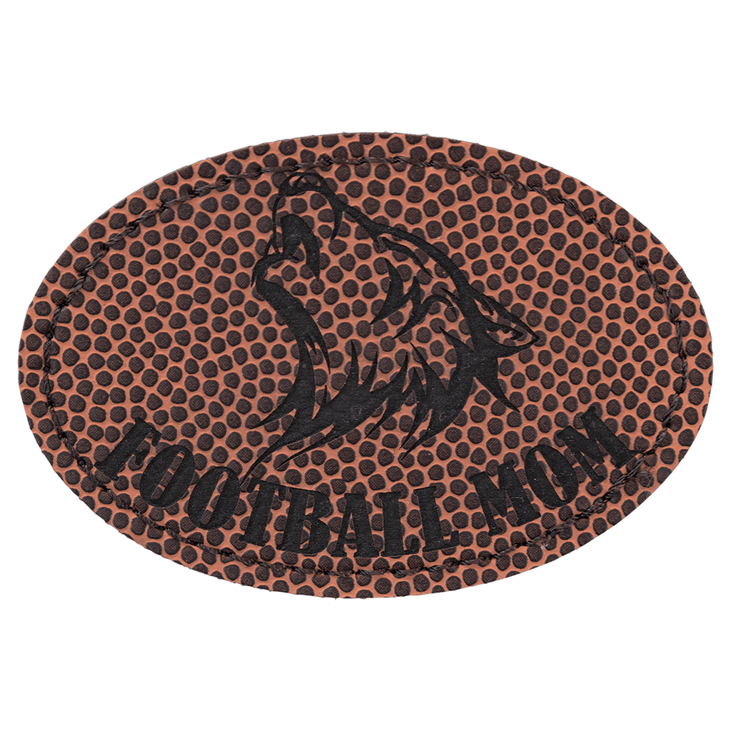 Football 3" x 2" Oval Laserable Leatherette Patch with Adhesive