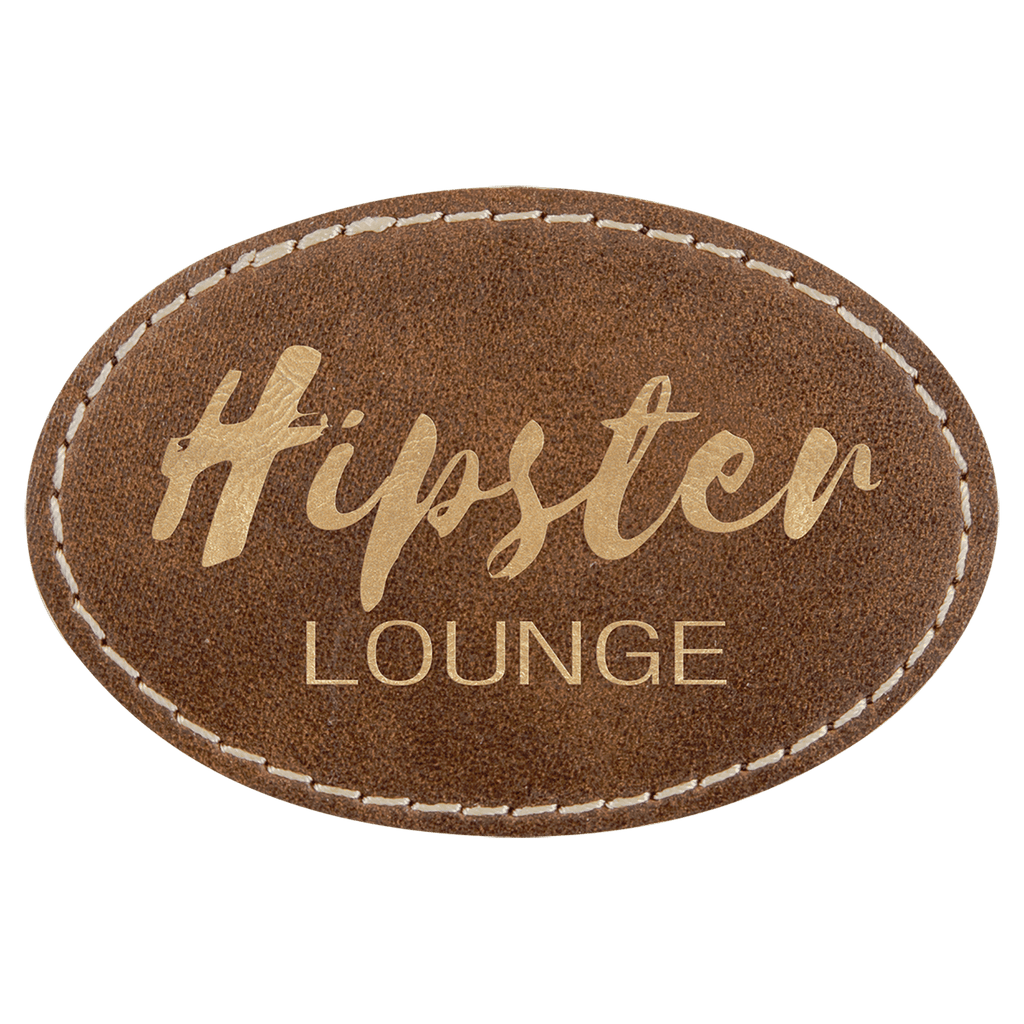 Rustic/Gold 3" x 2" Laserable Leatherette Oval Patch with Kota Pro Adhesive