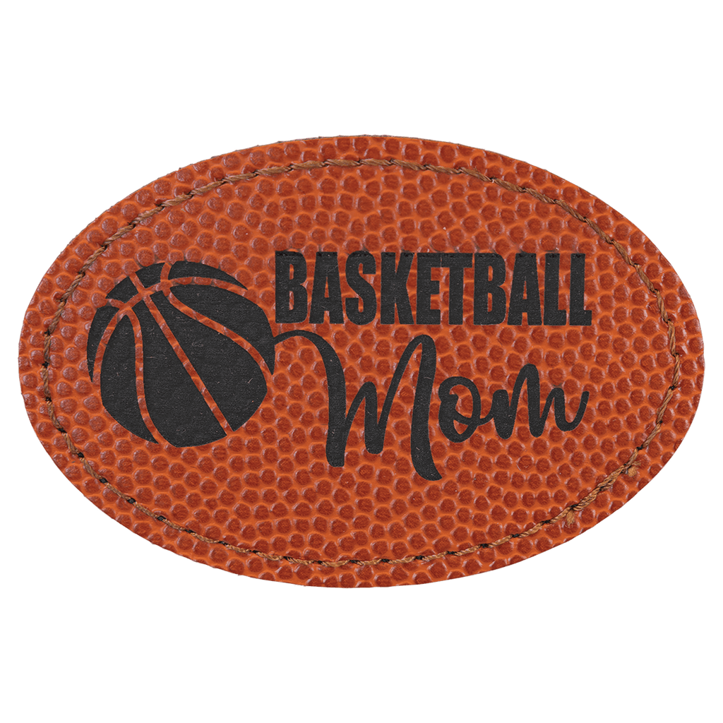 Basketball 3" x 2" Laserable Leatherette Oval Patch with Kota Pro Adhesive