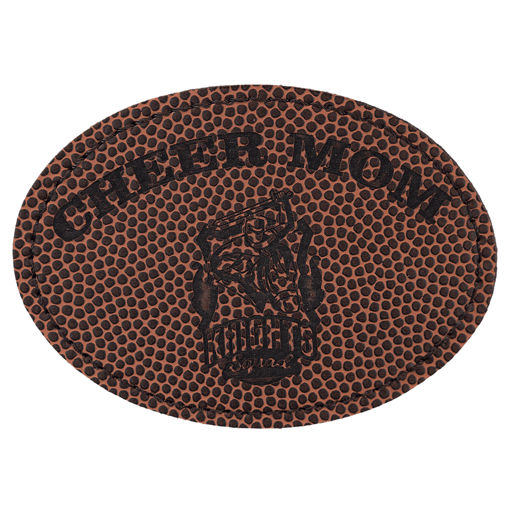 Football 3 1/2" x 2 1/2" Laserable Leatherette Oval Patch with Adhesive
