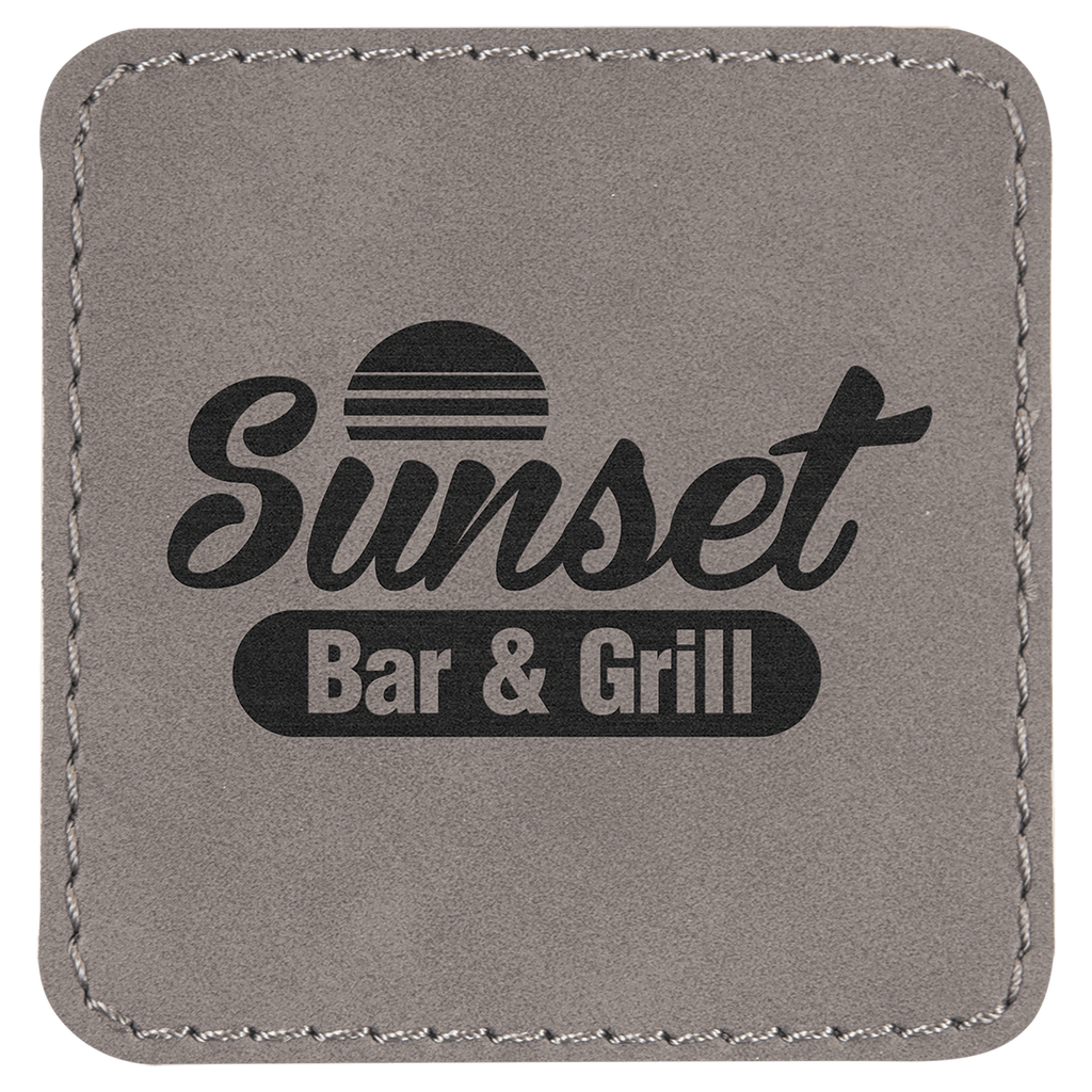Gray 2 1/2" x 2 1/2" Laserable Leatherette Square Patch with Kota Pro Adhesive