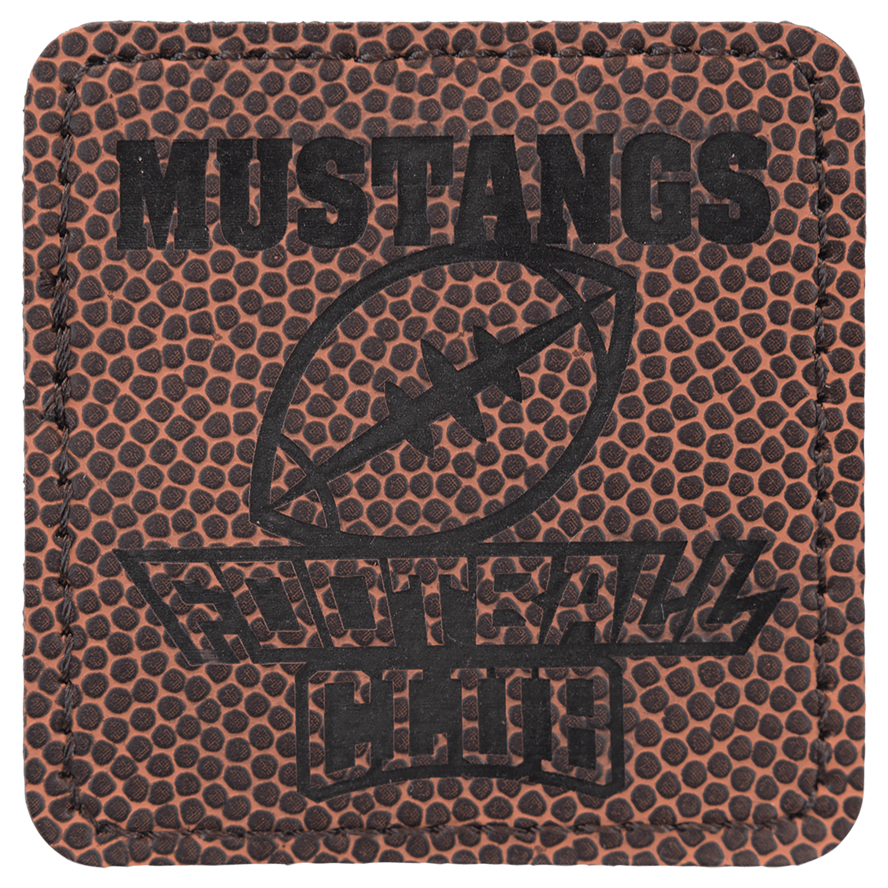 Football 2 1/2" x 2 1/2" Laserable Leatherette Square Patch with Kota Pro Adhesive