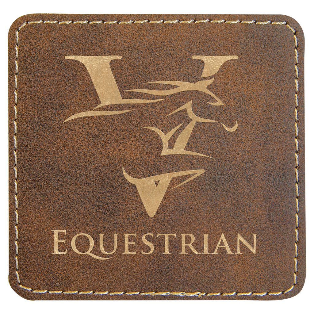 Rustic/Gold 3" x 3" Square Laserable Leatherette Patch with Adhesive