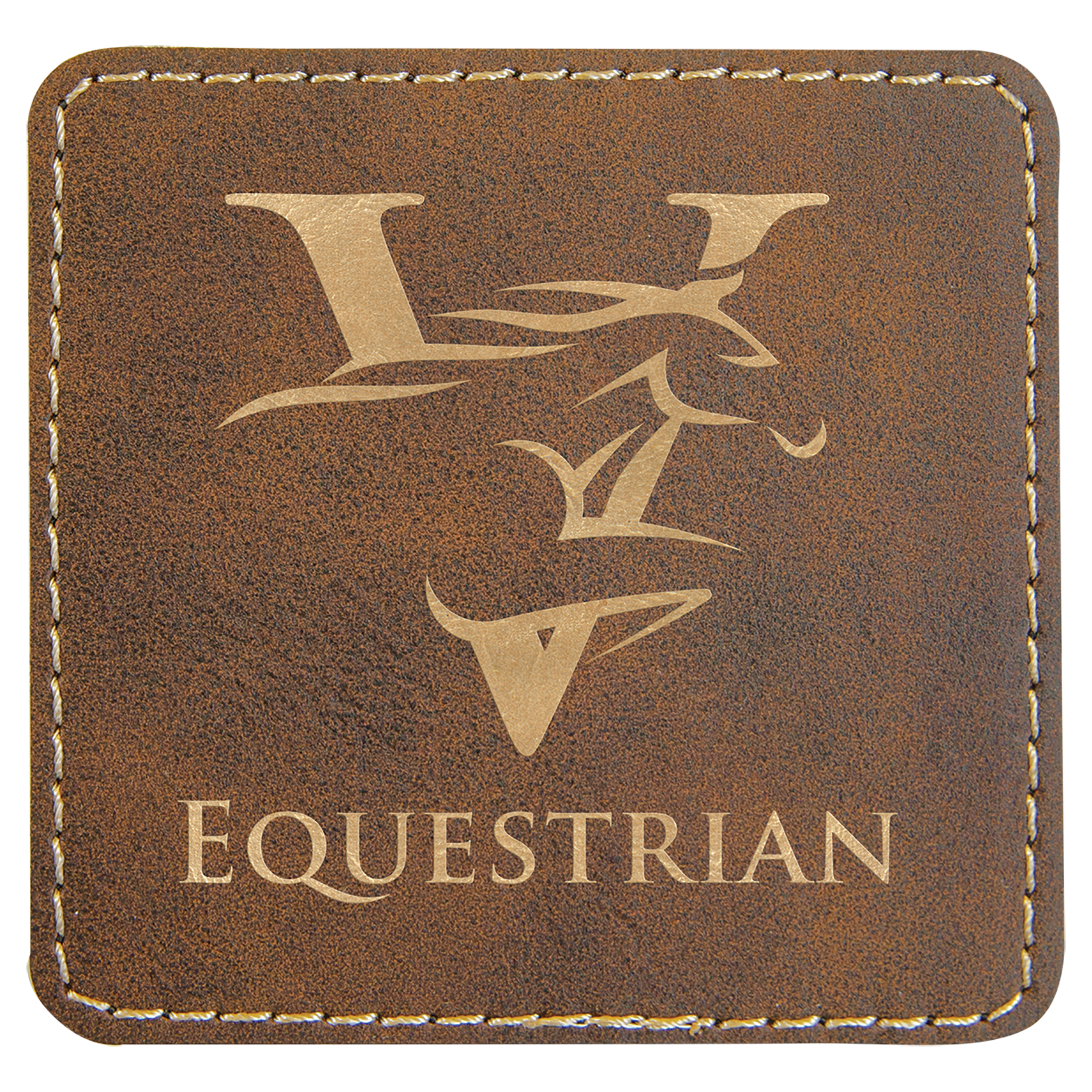 Rustic/Gold 3" x 3" Square Laserable Leatherette Patch with Adhesive