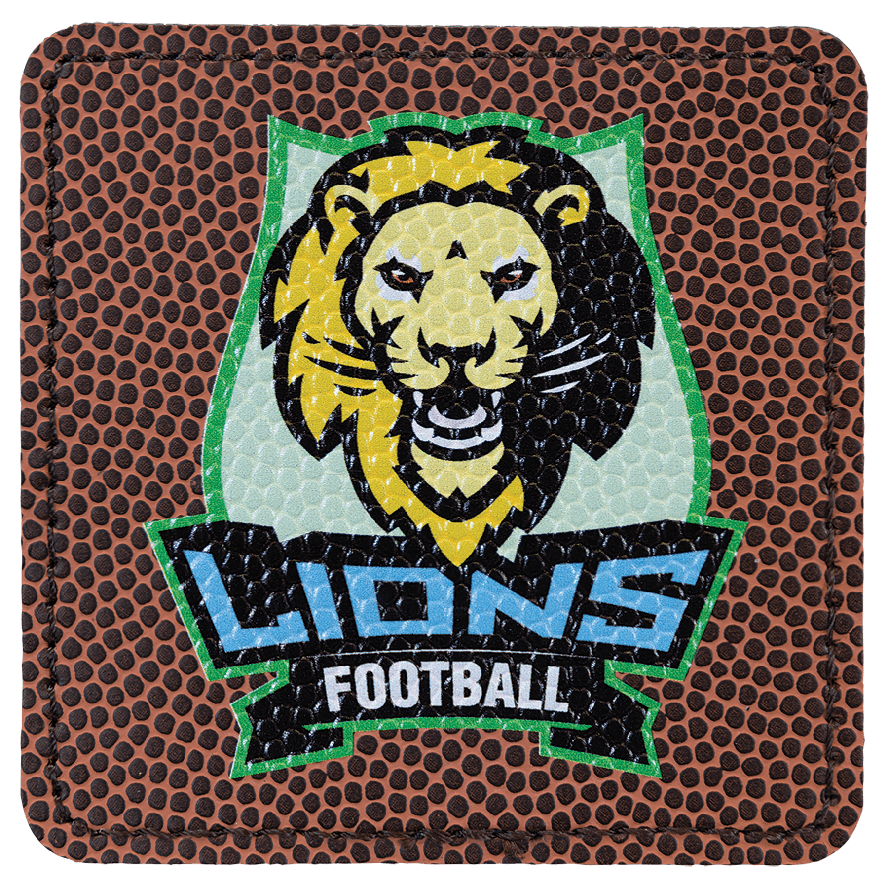 Football 3" x 3" Laserable Leatherette Square Patch with Kota Pro Adhesive