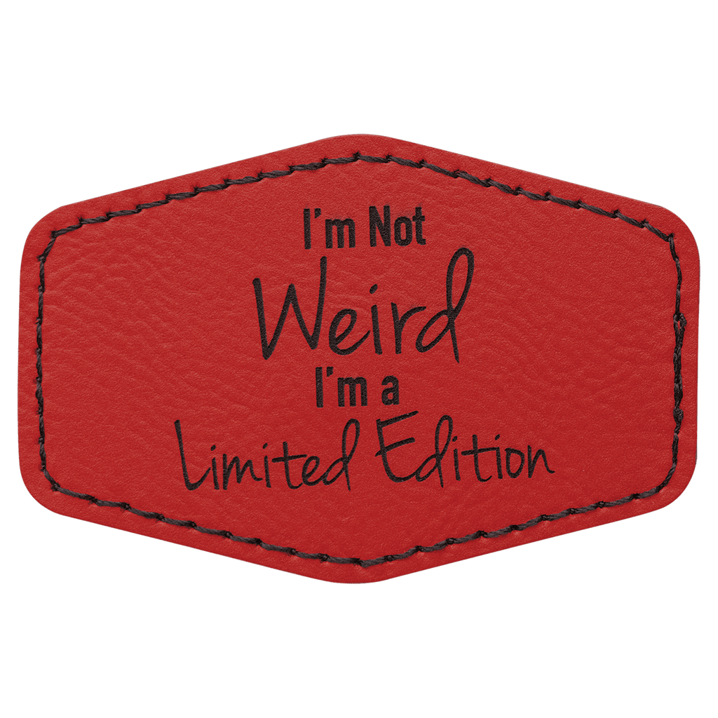 Red 3" x 2" Laserable Leatherette Hex Patch with Kota Pro Adhesive