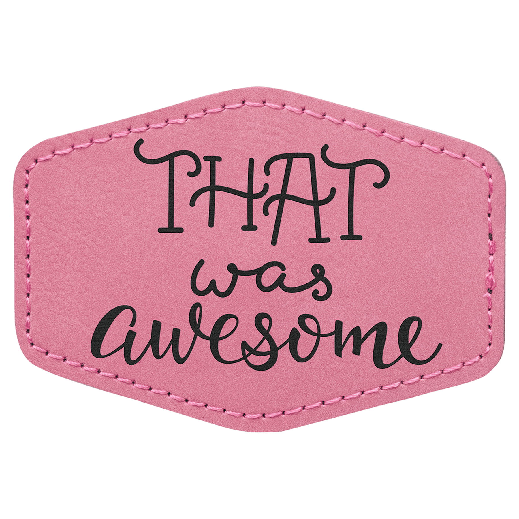 Pink 3 1/2" x 2 1/2" Laserable Leatherette Hex Patch with Kota Pro Adhesive
