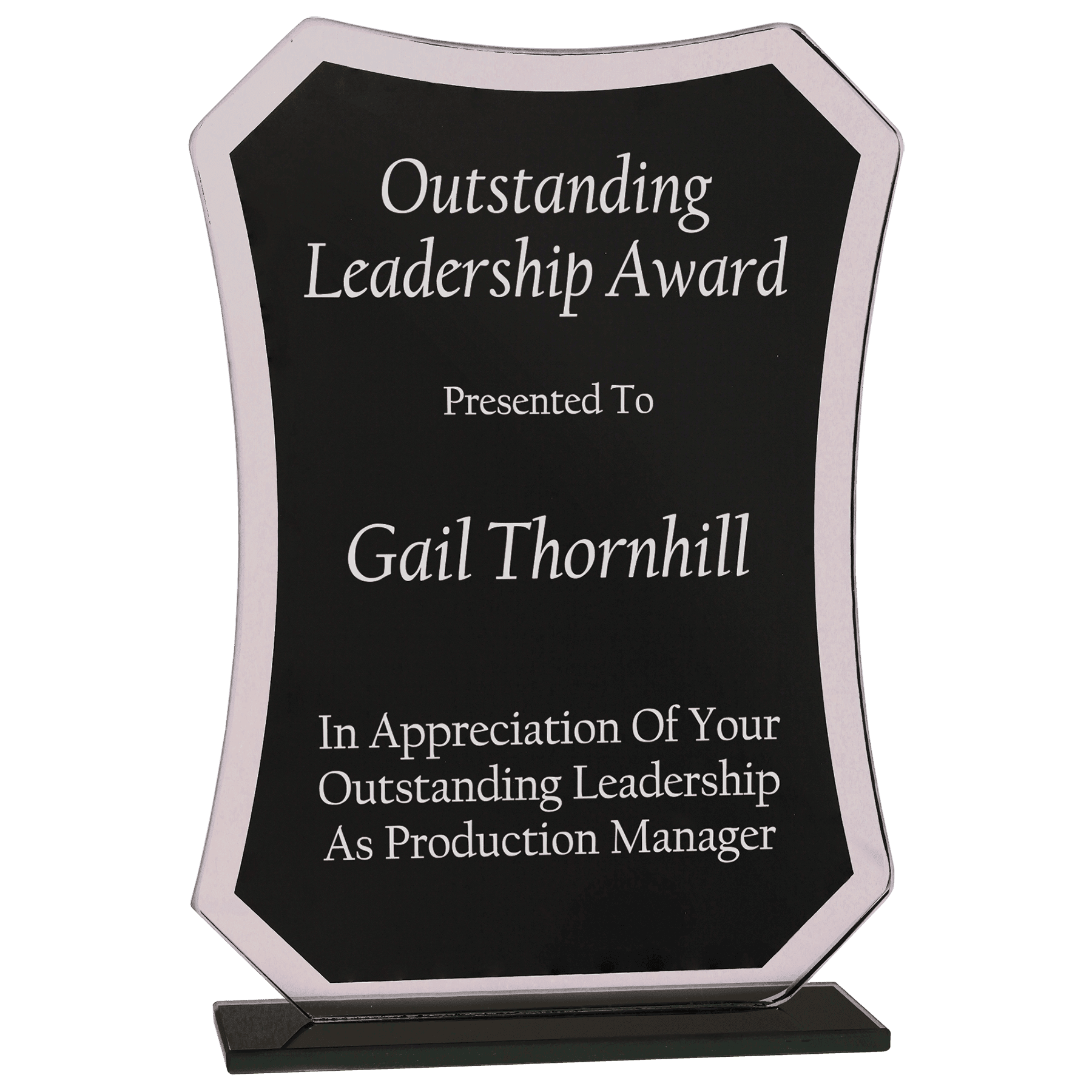6 1/2" Black Rectangle Reflection Glass Award