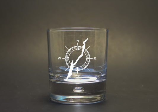 Lake George with Compass Bubble Glass   - 10.25 oz Rocks Glass