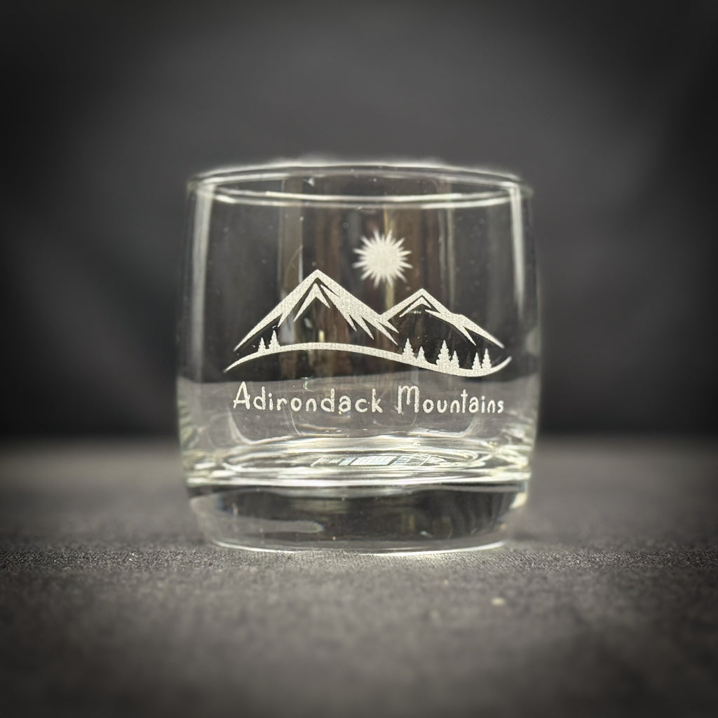Mountains and Trees 10 oz Rounded Rocks Glass