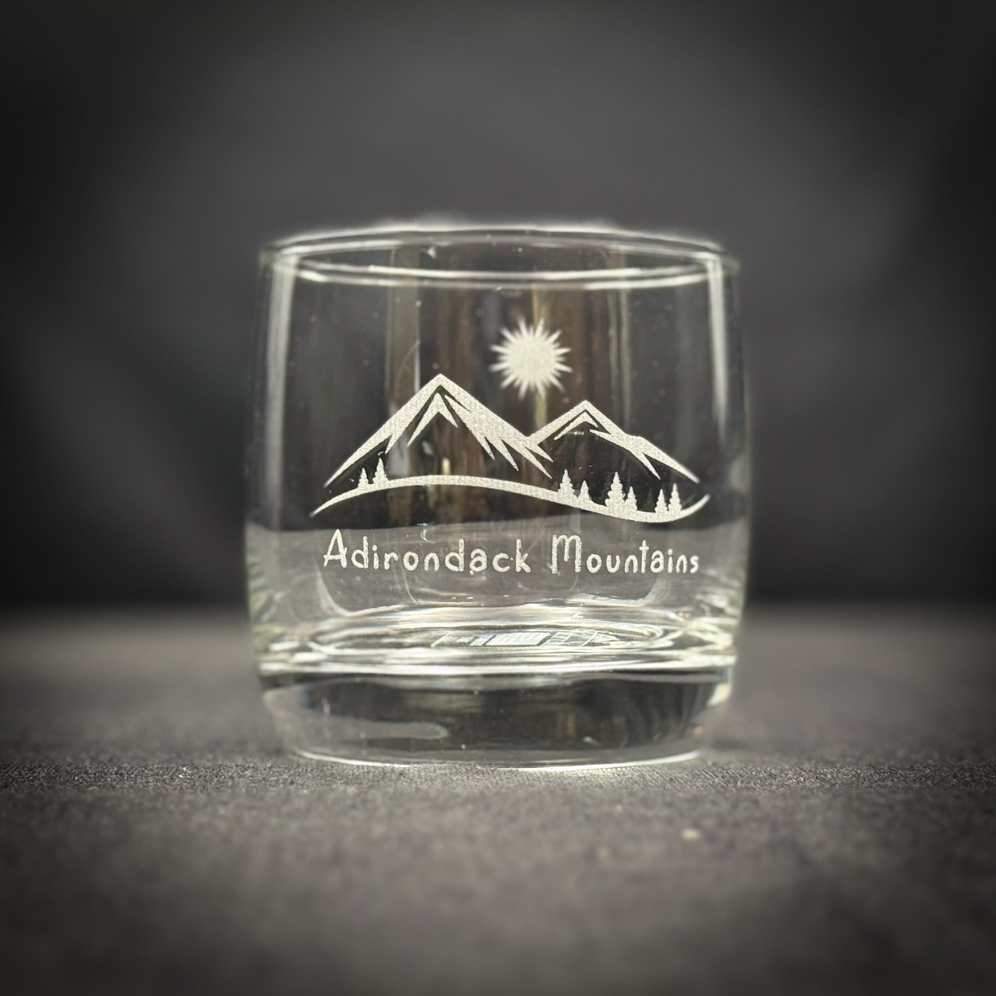 Mountains and Trees 10 oz Rounded Rocks Glass