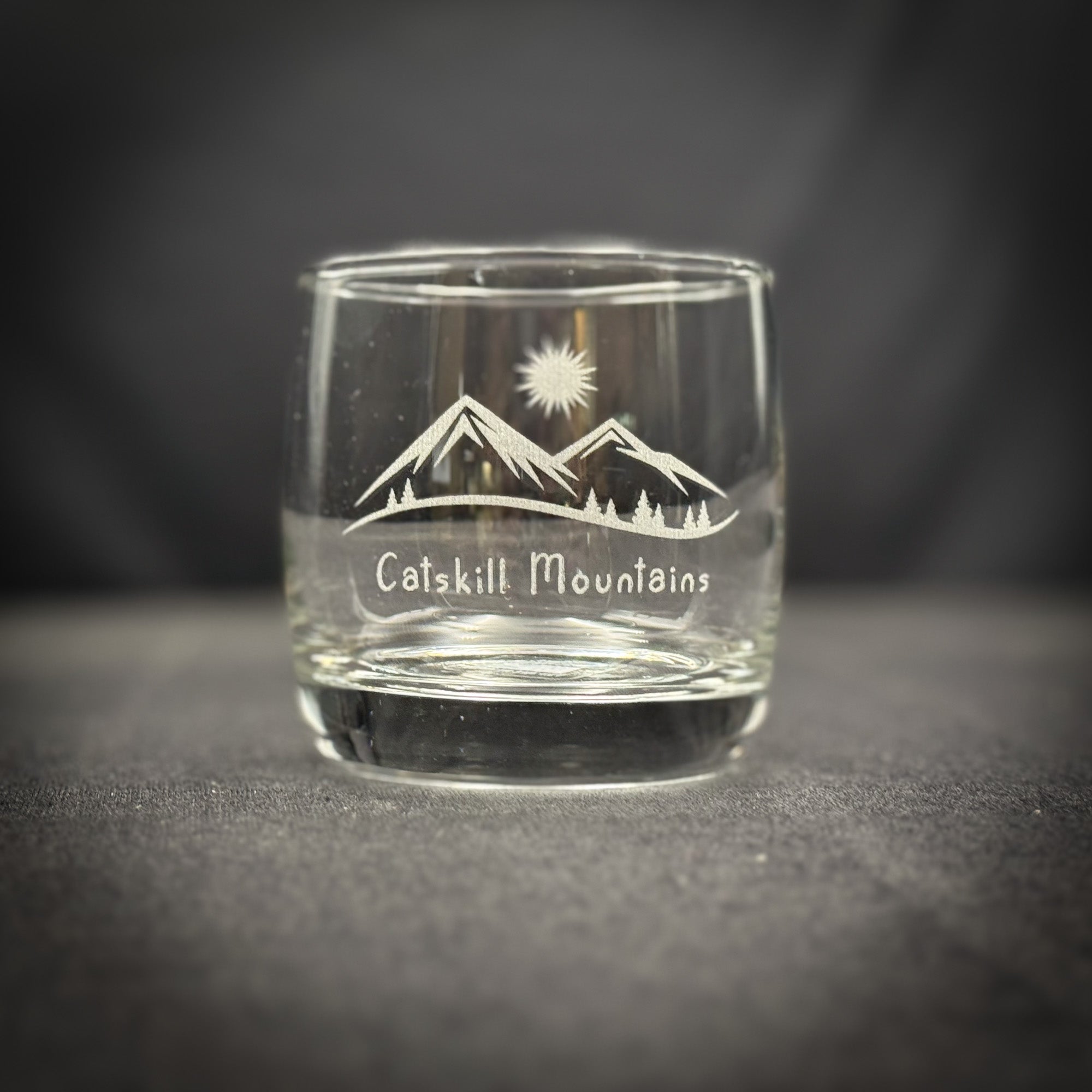 Mountains and Trees 10 oz Rounded Rocks Glass