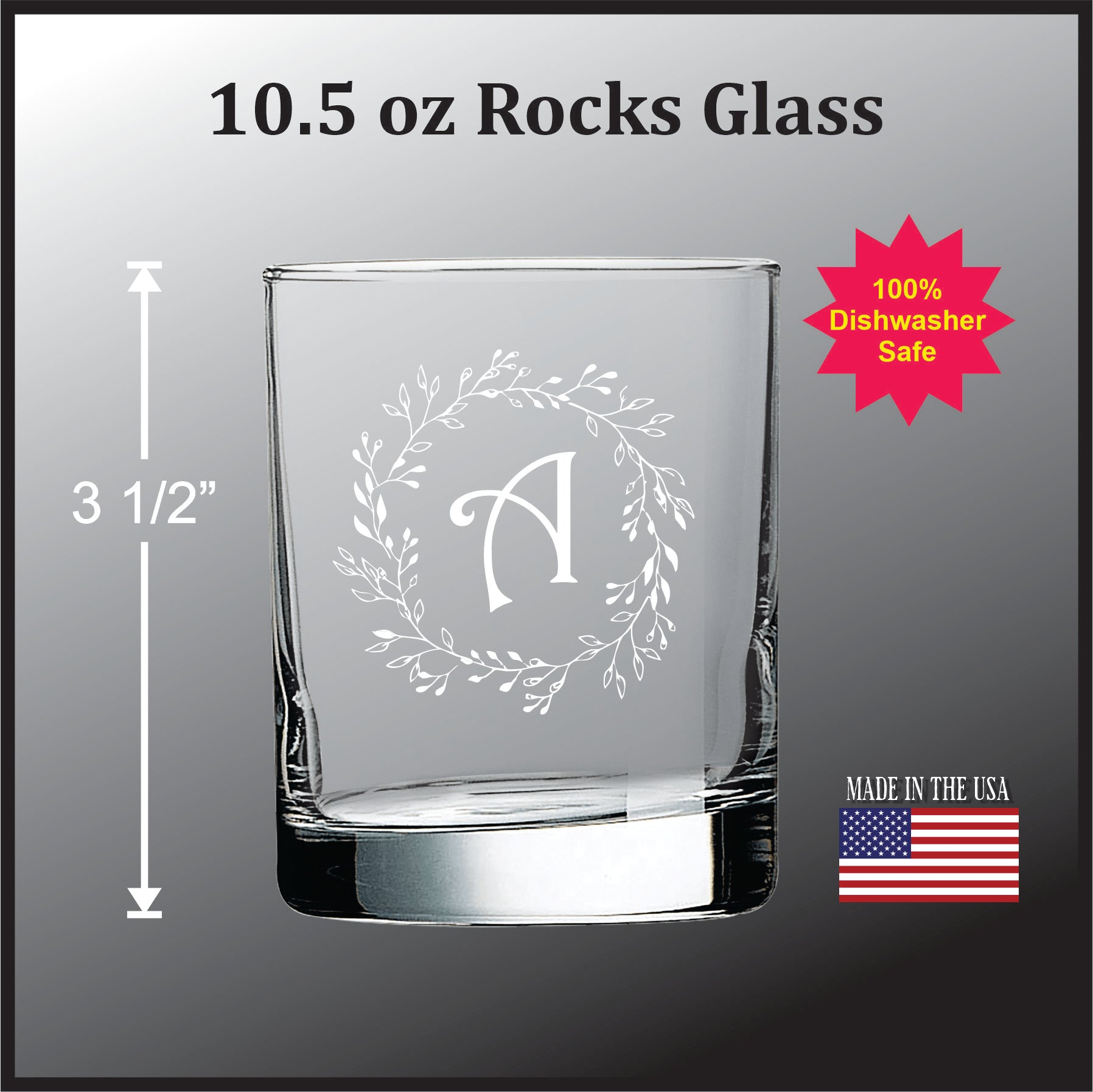 Floral Letter Custom 10.5 oz Old Fashioned