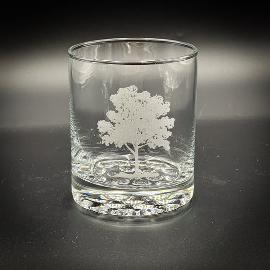 Maple Tree Engraved 12.25 oz Double Rocks Glass
