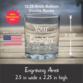 Your Design or Logo Double Knob Rocks Glass