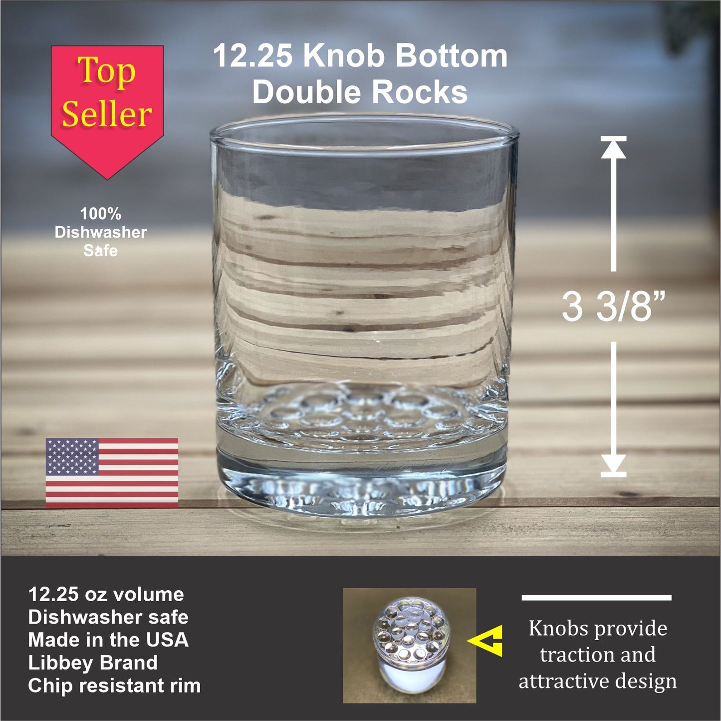 Finger Lakes New York Double Knob Rocks Glass