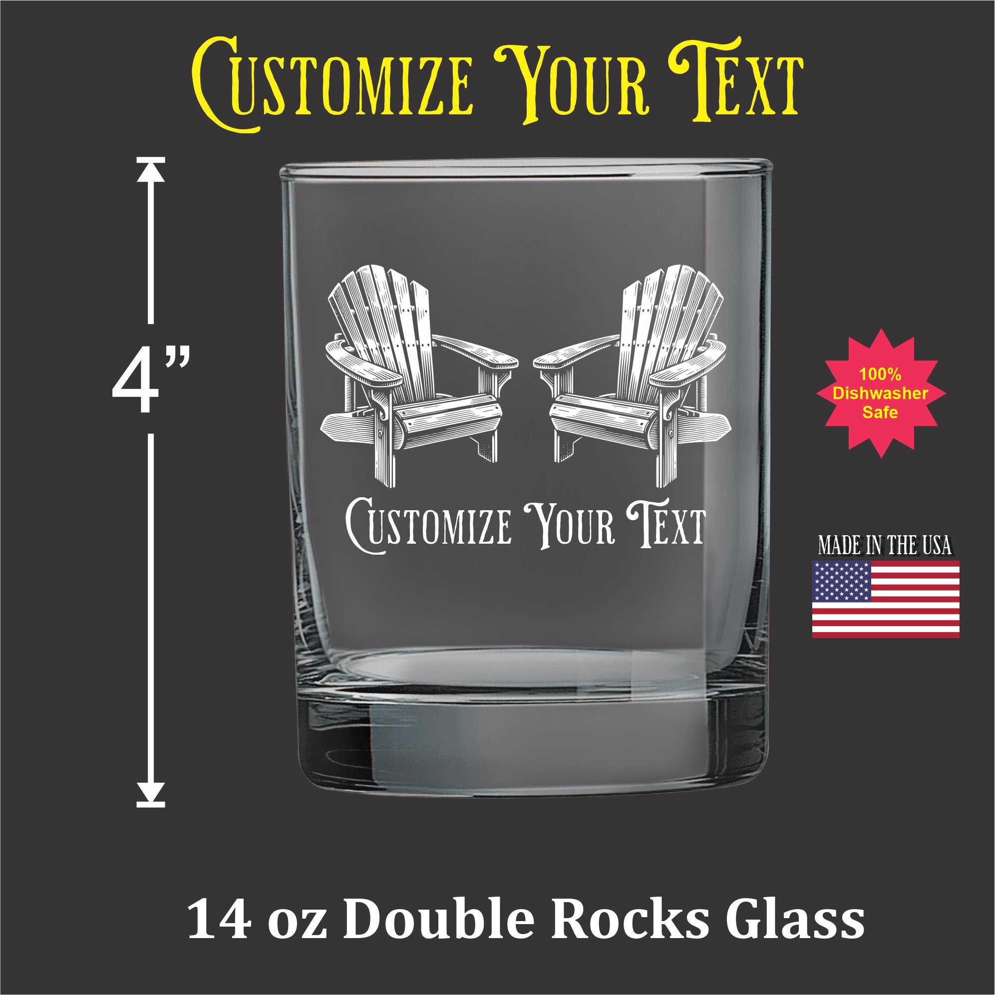 Adirondack Chairs Vintage 14 oz Double Old Fashioned
