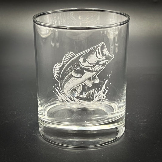 Large Mouth Bass Vintage Style 14 oz Double Old Fashioned