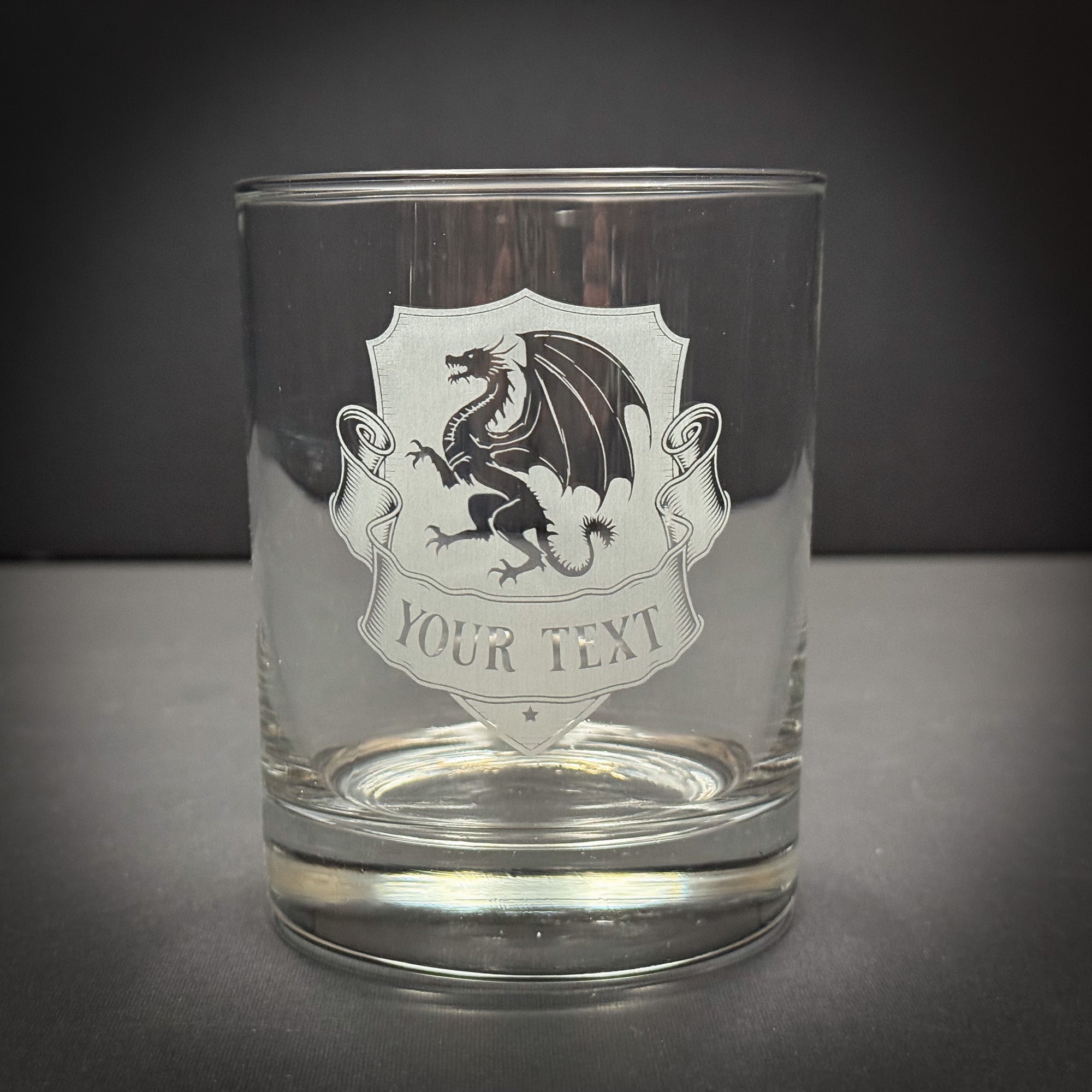 Custom Engraved Heraldic Animal Crest - 14 oz Rocks