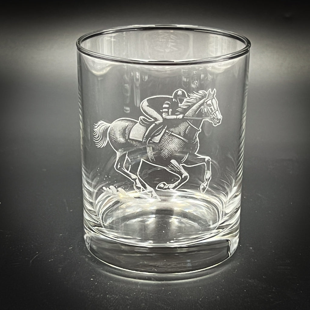 Jockey and Horse Vintage Styles - 14 oz Double Rocks Glass