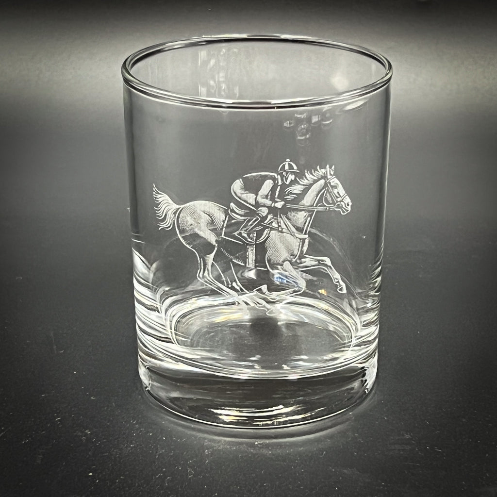 Jockey and Horse Vintage Styles - 14 oz Double Rocks Glass