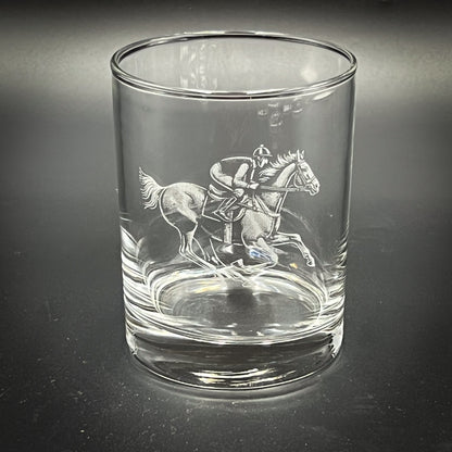 Jockey and Horse Vintage Styles - 14 oz Double Rocks Glass