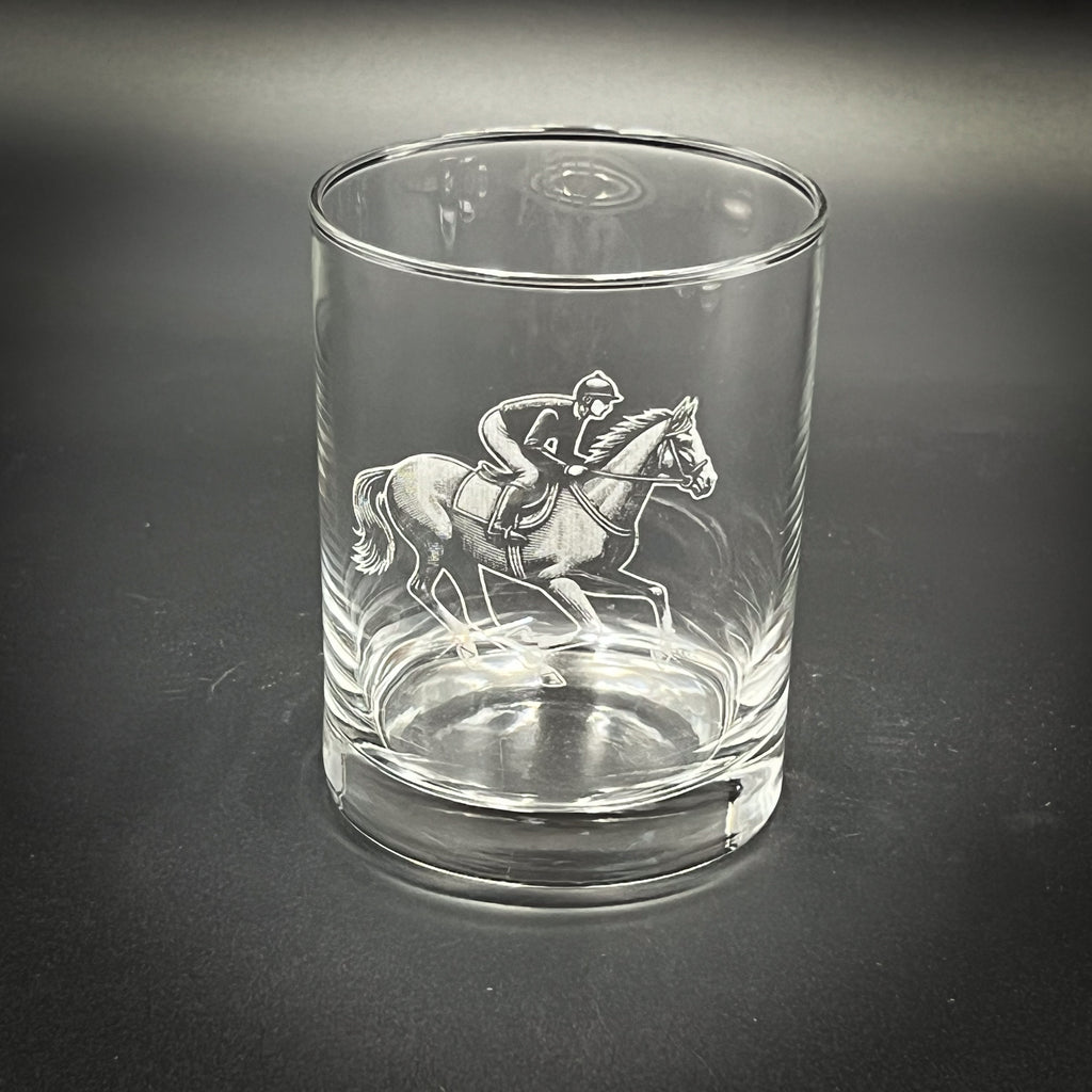 Jockey and Horse Vintage Styles - 14 oz Double Rocks Glass
