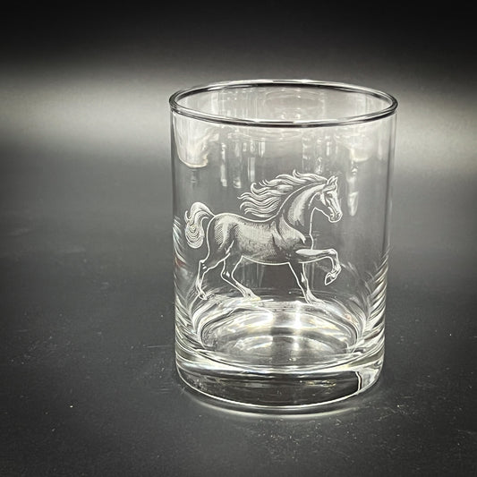 Trotting Horse Vintage Style 14 oz Double Old Fashioned