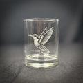 Double Old Fashioned Glass - 14 oz Etched Hummingbird Vintage Style Tumbler