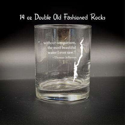 Lake George with Thomas Jefferson Quote 14 Rocks Glass
