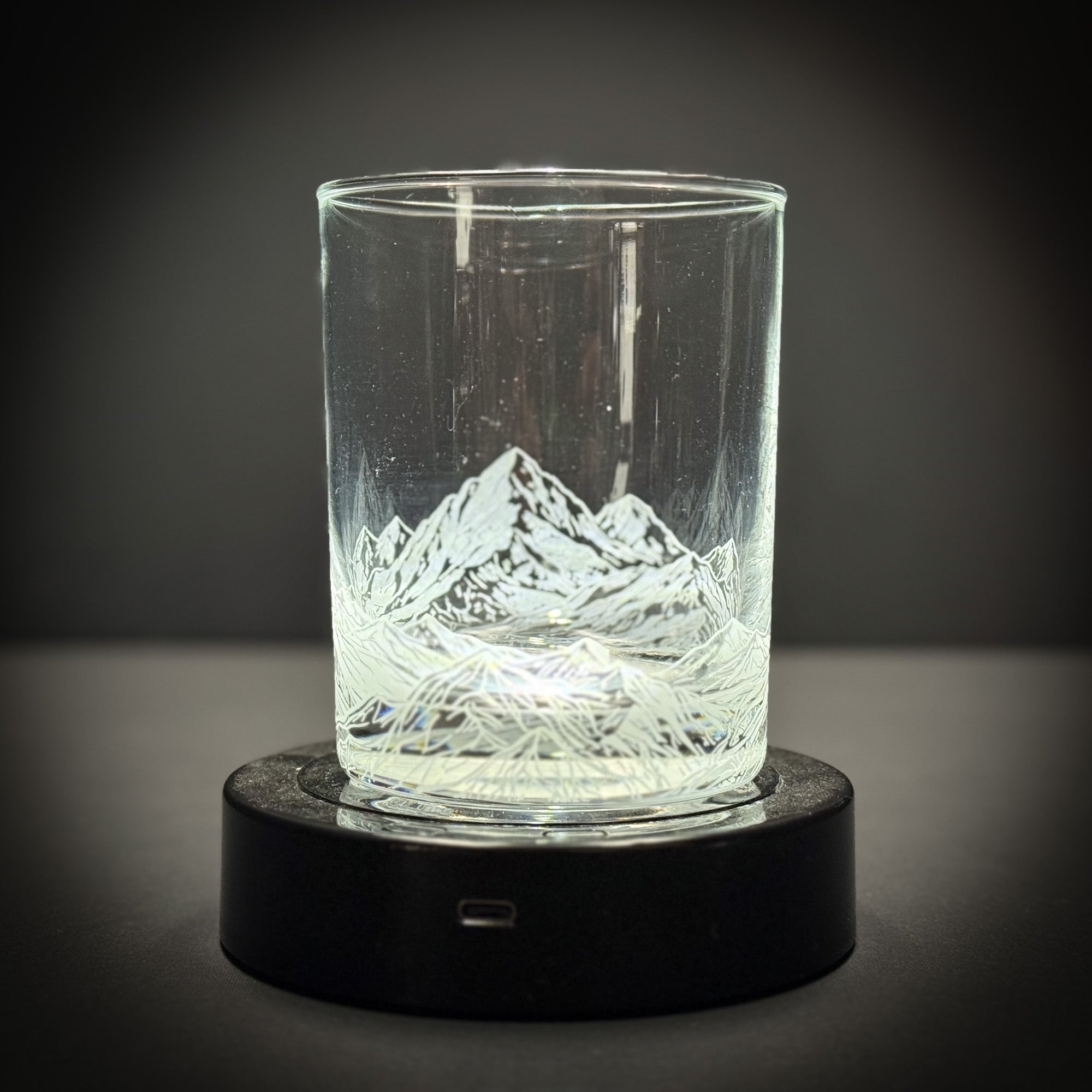 Mountain Scene full wrap engraved 14 oz Rocks Glass