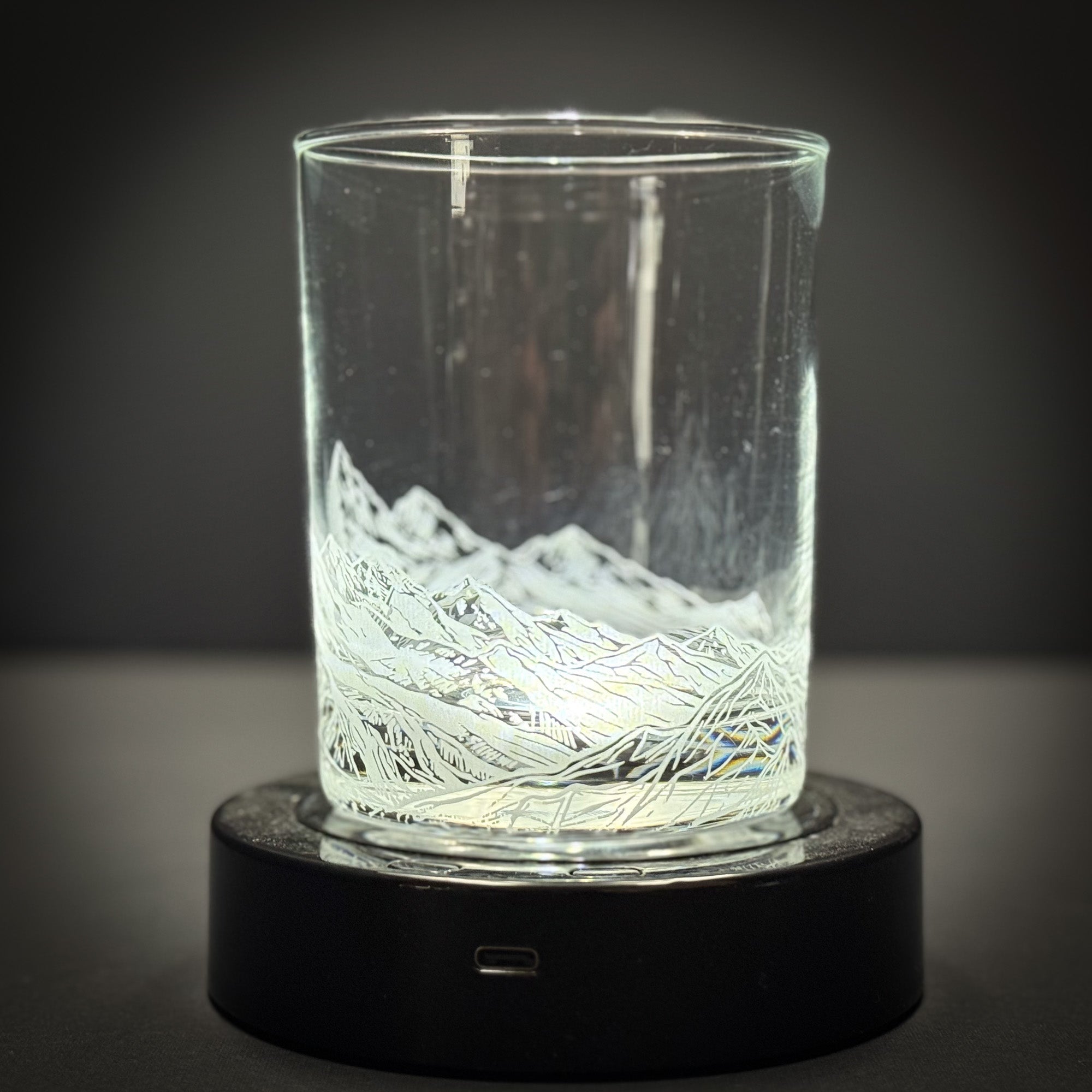 Mountain Scene full wrap engraved 14 oz Rocks Glass