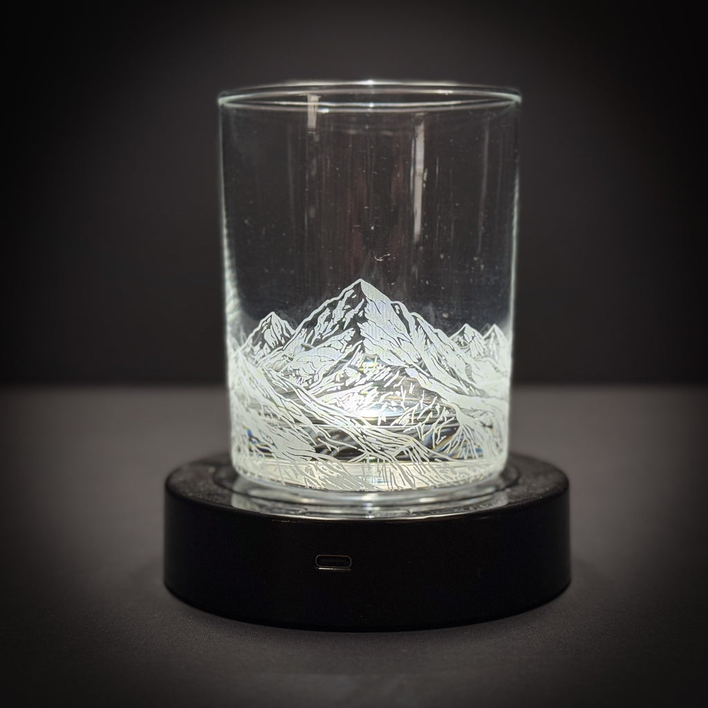 Mountain Scene full wrap engraved 14 oz Rocks Glass